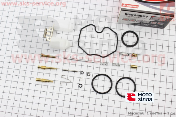 Ремонтний комплект карбюратора 125-150сс, 18 деталей+поплавець