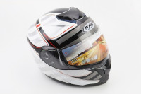 Шлем модуляр, закрытый с откидным подбородком+откидные очки HF-119 S, БЕЛЫЙ глянец с чёрно-серым рисунком Z51 FXW