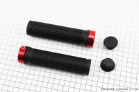 Ручки керма 130мм із затиском Lock-On, чорно-червоні TPR-083