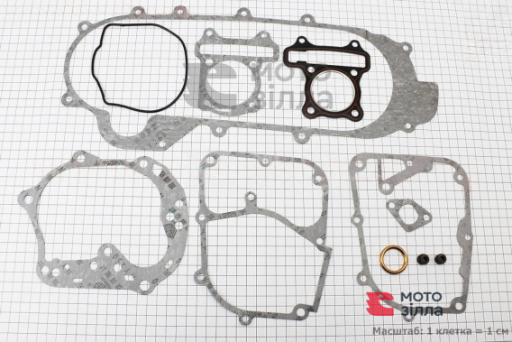 Прокладки двигателя 80cc-47мм, к-кт 11 деталей, длинный вариатор