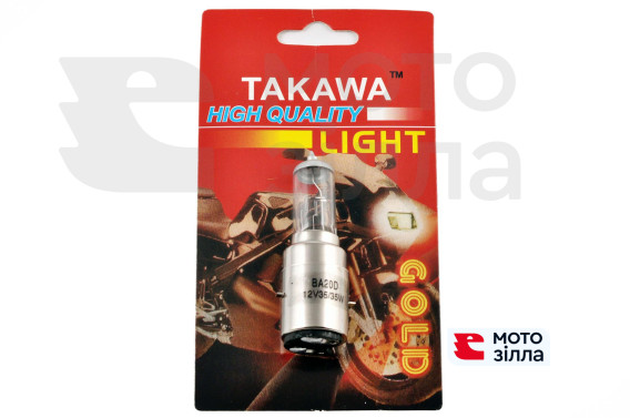 Лампа BA20D (2 вуса) 12V 35W / 35W (біла, висока) (блістер) TAKAWA