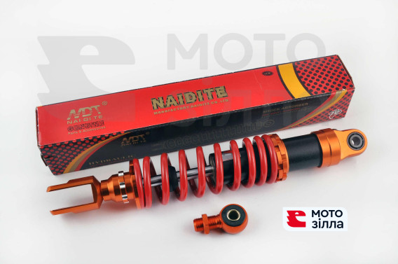 Амортизатор універсальний (+ перехідник) 350mm, тюнінговий (оранжево-червоний) NDT