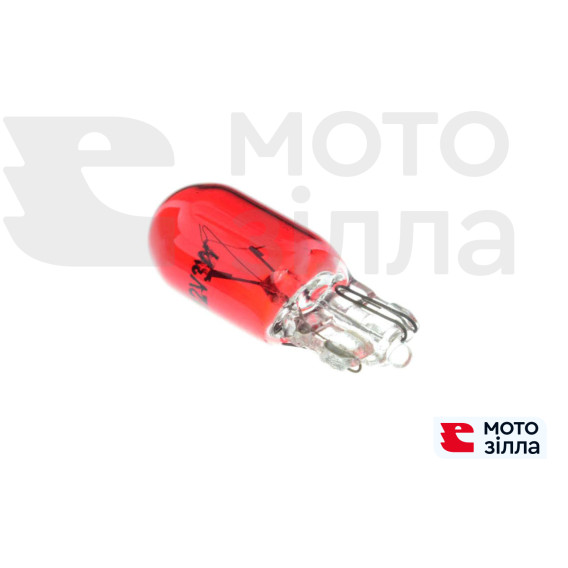 Лампа Т10 (безцокольна) 12V 3W (габарит, прилади) (червона) YWL