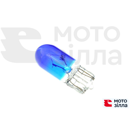 Лампа Т10 (безцокольна) 12V 3W (габарит, прилади) (синя) YWL