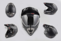 Шлем кроссовый   (mod:MX433) (с визором, size:L, черный матовый)   LS-2