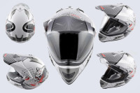 Шлем кроссовый   (mod:MX433) (с визором, size:XL, белый, SNAKE)   LS-2